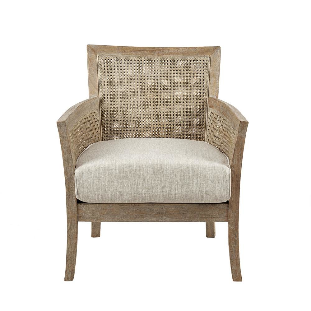 Elegant Beige Wingback Chair – Classic Push Back Recliner for Living Room