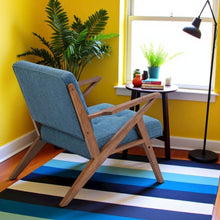 Blue Accent Chair – Upholstered Lounge Chair for Bedroom or Living Room