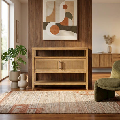 2-Door Storage Console Table with Sturdy Frame and Sleek Design
