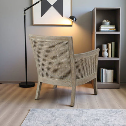 Elegant Beige Wingback Chair – Classic Push Back Recliner for Living Room