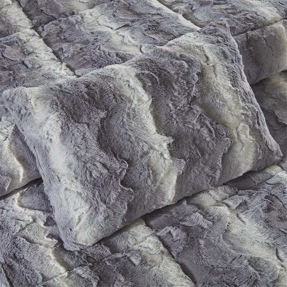 Grey Faux Fur Comforter Set, Belen Kox