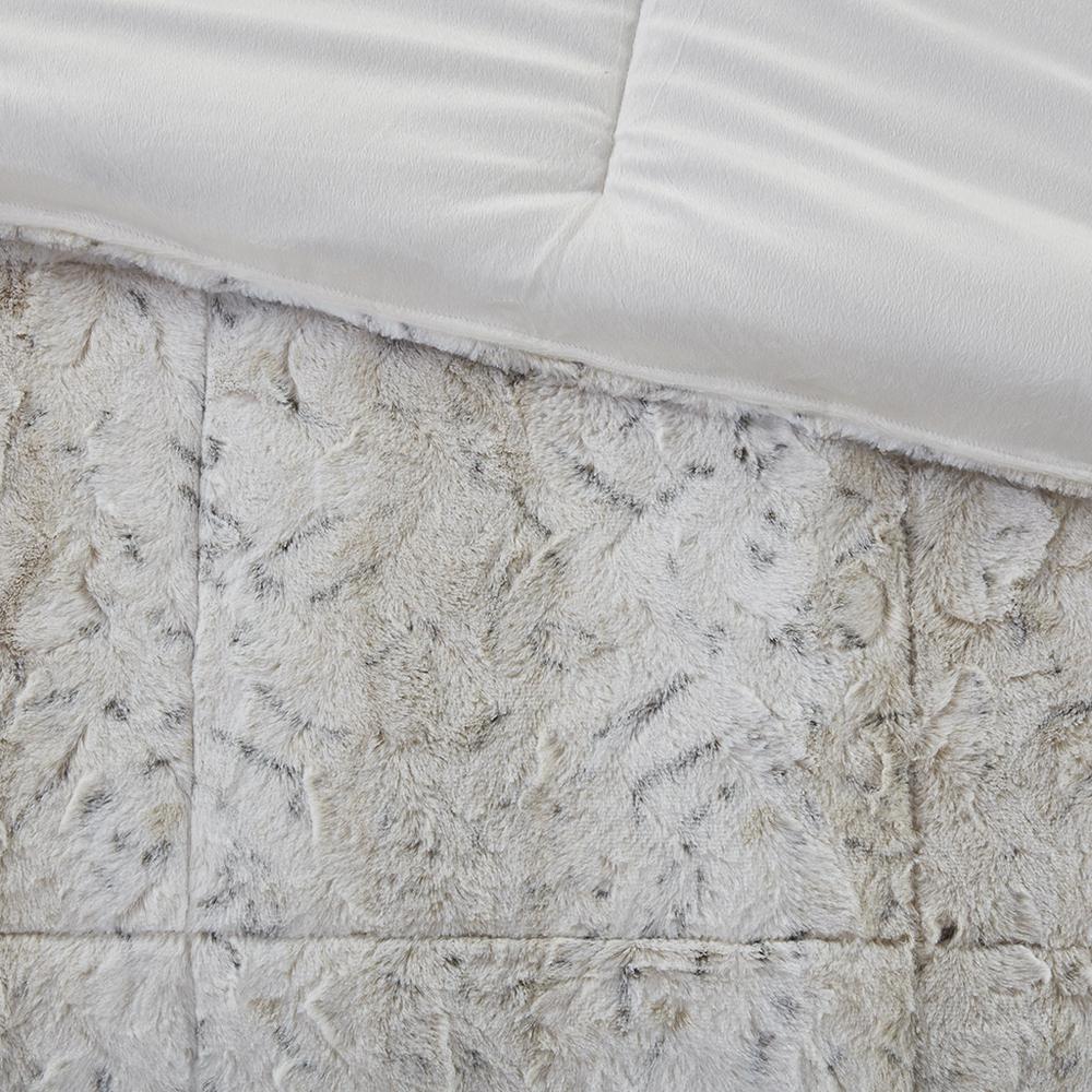 Zuri Snow Leopard Faux Fur Comforter Set, Belen Kox