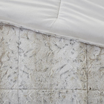 Zuri Snow Leopard Faux Fur Comforter Set, Belen Kox