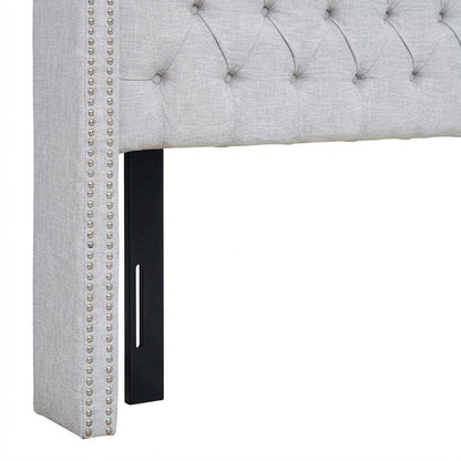 Gray Upholstery Headboard with Plywood Frame and Metal Legs for Bedroom
