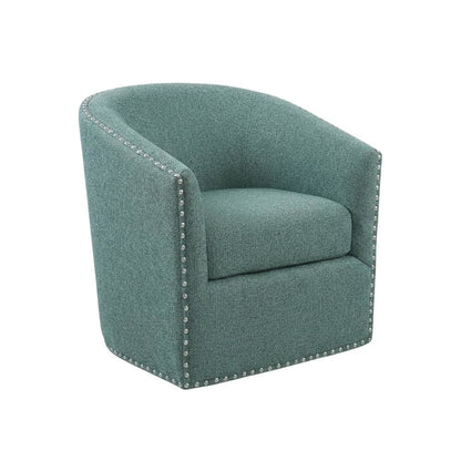 Teal Swivel Chair with Multi-Pattern Fabric and Comfortable Design