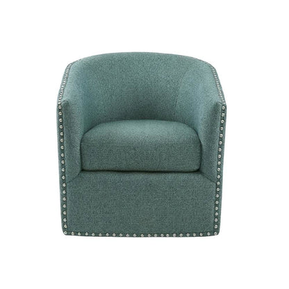 Teal Swivel Chair with Multi-Pattern Fabric and Comfortable Design