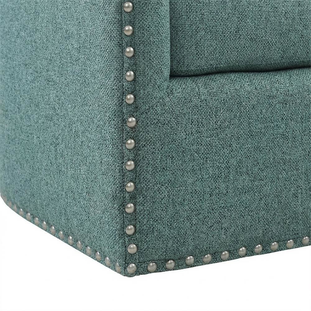 Teal Swivel Chair with Multi-Pattern Fabric and Comfortable Design