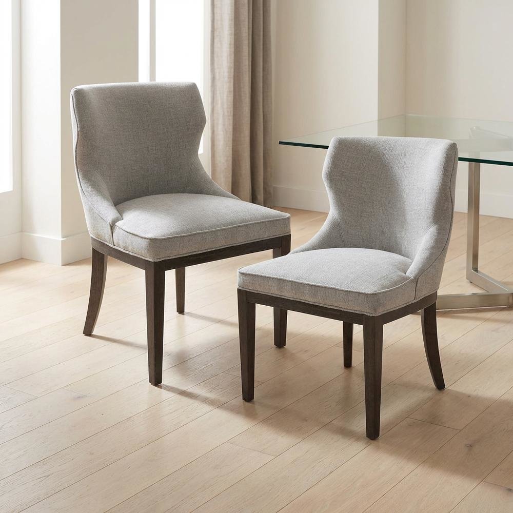 Mist Grey Dining Side Chairs with Contemporary Design and Comfort, Set of 2