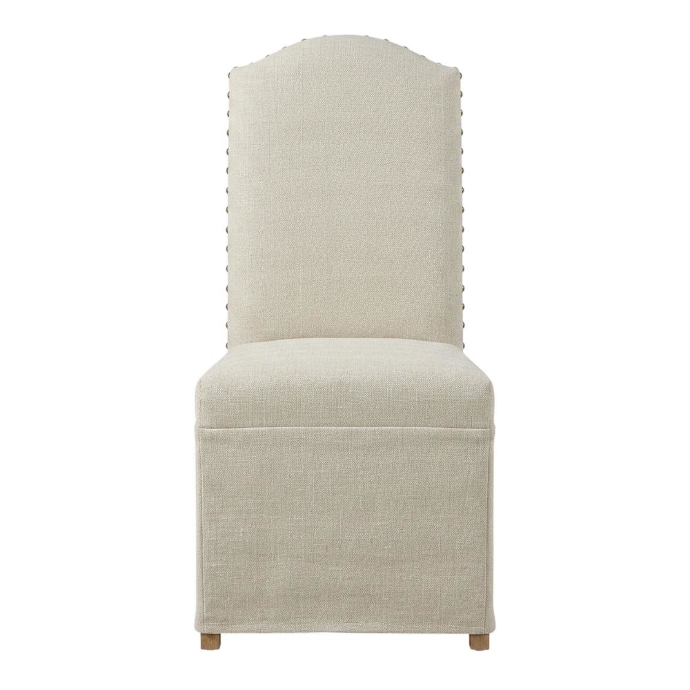 Beige Dining Chairs Set of 2 with Slipcovers, Upholstered Dining Chairs