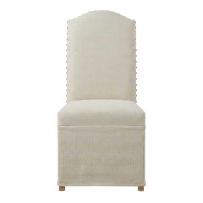 Beige Dining Chairs Set of 2 with Slipcovers, Upholstered Dining Chairs