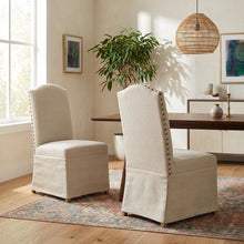 Beige Dining Chairs Set of 2 with Slipcovers, Upholstered Dining Chairs