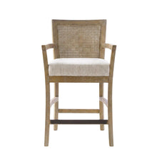 Solid Wood Frame Cane Back Counter Stool with Woven Detail