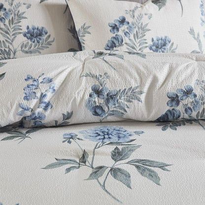 Floral Seersucker 7 Piece Comforter Set with Throw Blanket, Belen Kox