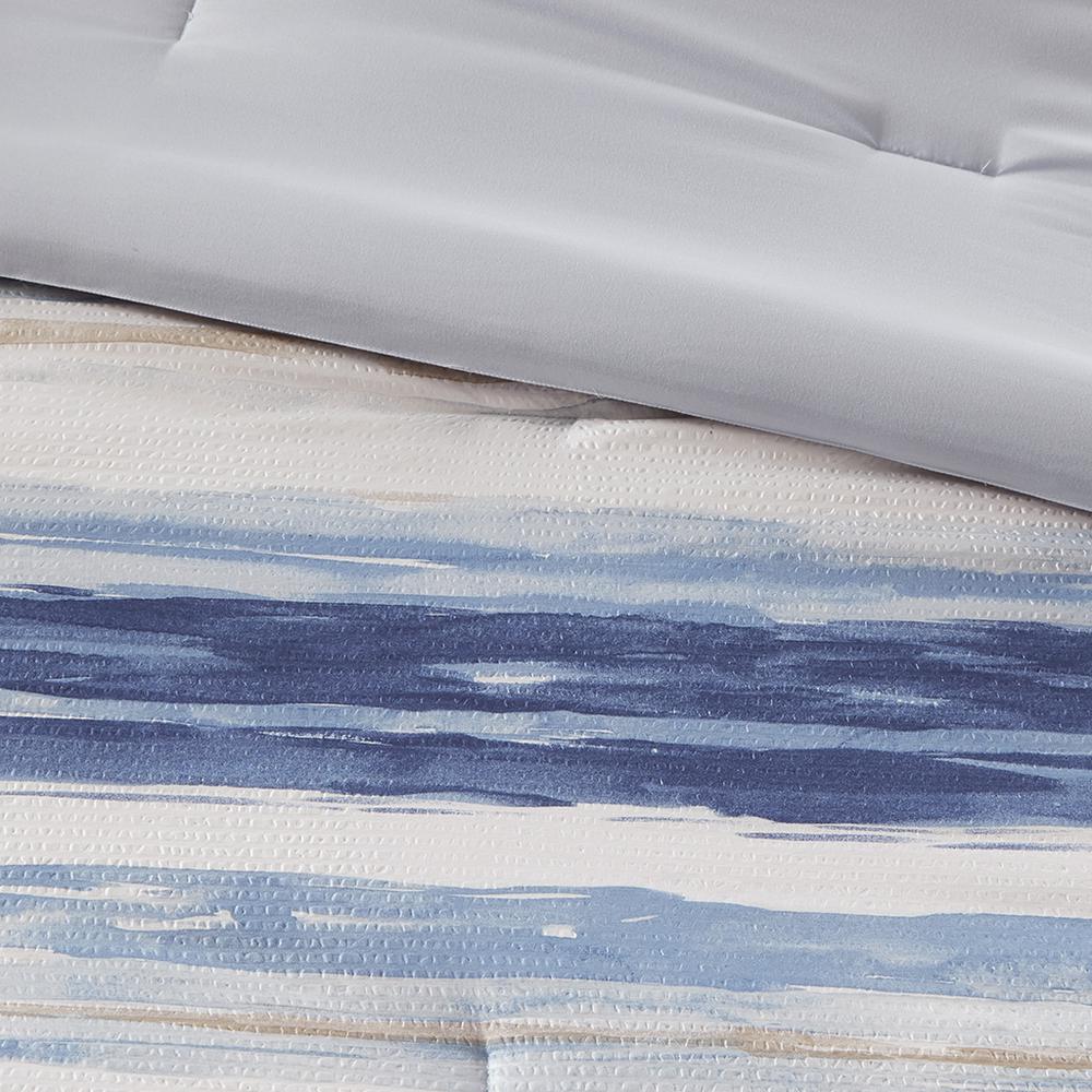 Serene Watercolor Stripe Seersucker Comforter Set, Belen Kox