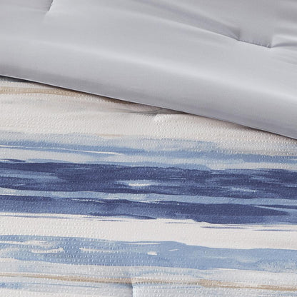 Serene Watercolor Stripe Seersucker Comforter Set, Belen Kox