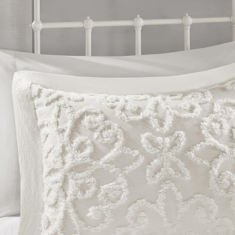 Floral Medallion Tufted White Bedspread Set, Belen Kox