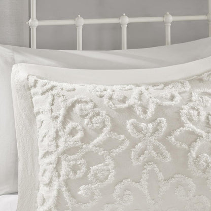 Floral Medallion Tufted White Bedspread Set, Belen Kox