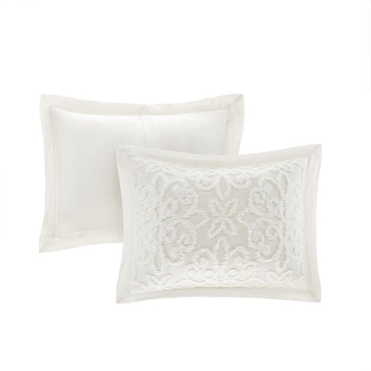 Floral Medallion Tufted White Bedspread Set, Belen Kox