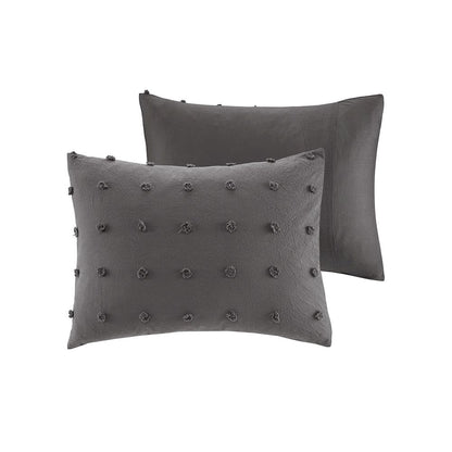 Cotton Jacquard Comforter Set with Euro Shams and Throw Pillows
