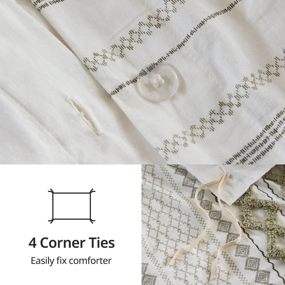 Cotton Printed Duvet Cover Set with Chenille