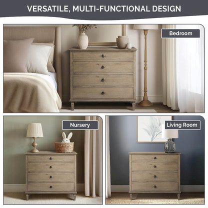 Victoria 4-drawer wood dresser (40"), Antique Cream color