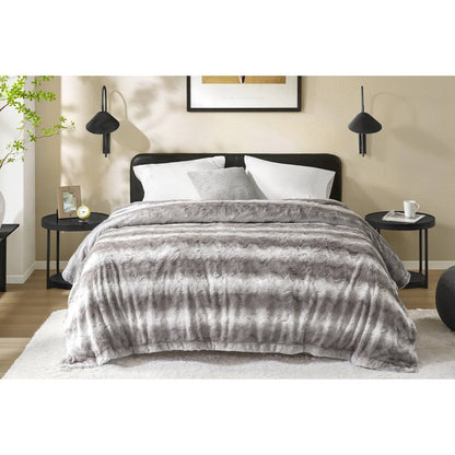 Zuri Faux Fur Blanket, Snow Leopard color