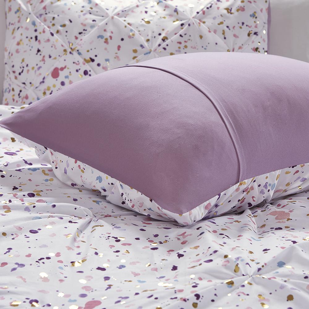 Metallic Glitter Printed Reversible Comforter Set - Plum, Belen Kox