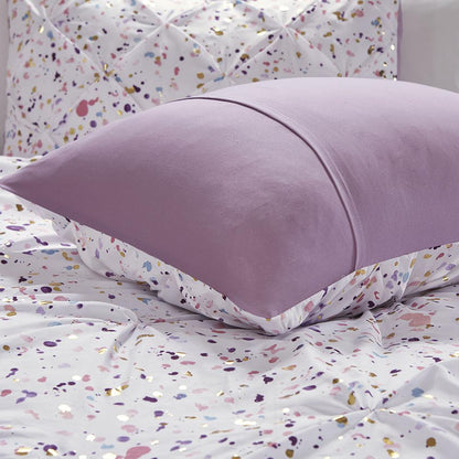 Metallic Glitter Printed Reversible Comforter Set - Plum, Belen Kox