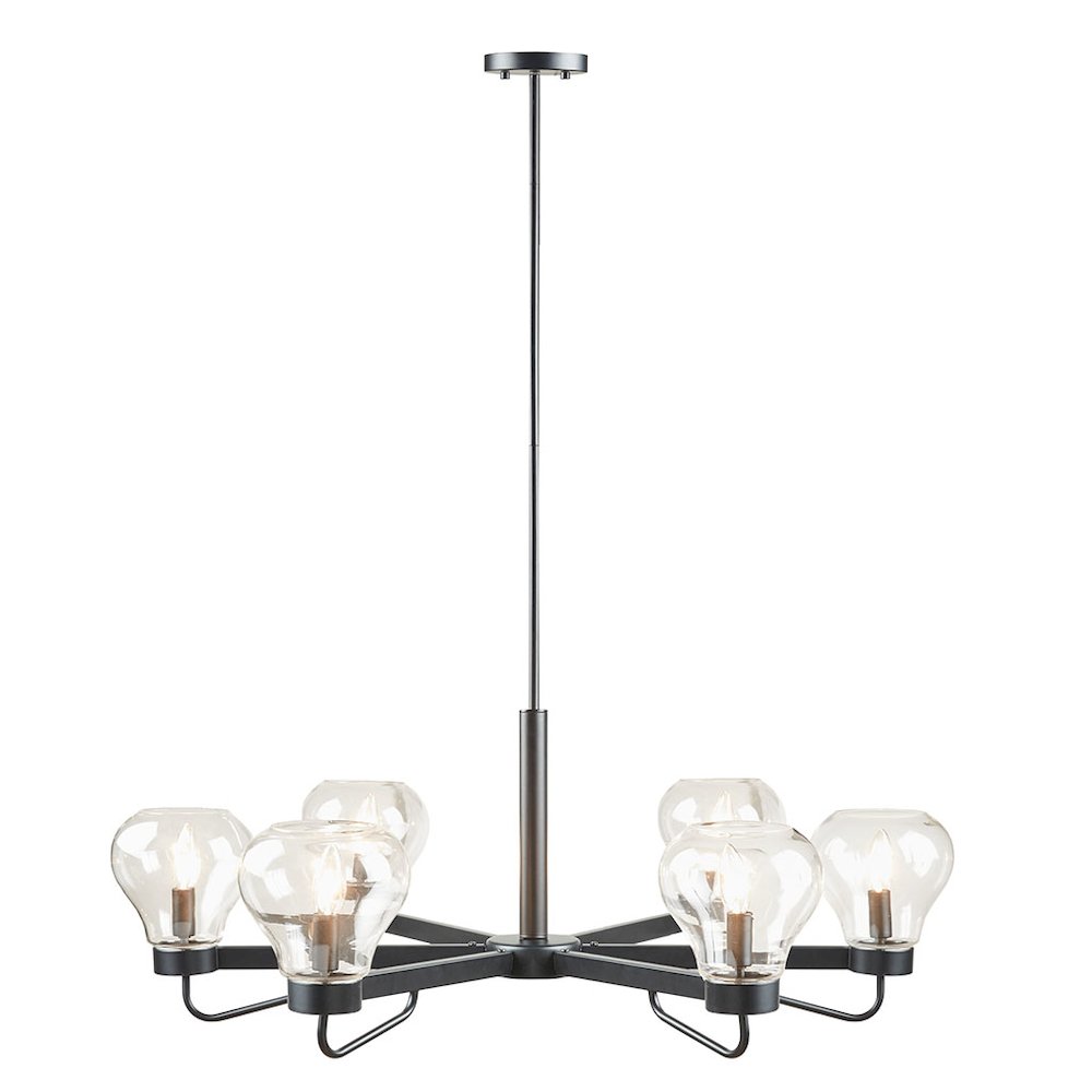 6-Light Chandelier with Bowl Shaped Glass Shades