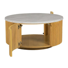 Multicolor Round Coffee Table with Storage MDF and Marble Paper Surface