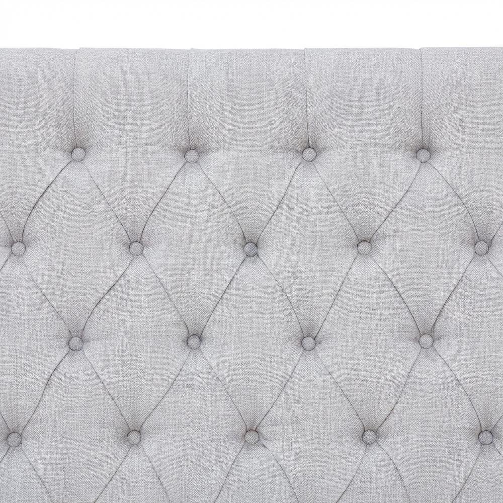Gray Upholstery Headboard with Plywood Frame and Metal Legs for Bedroom