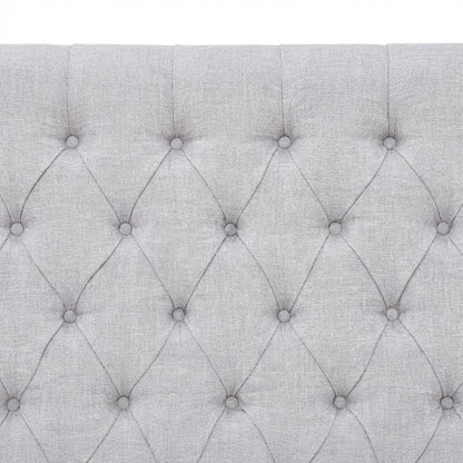 Gray Upholstery Headboard with Plywood Frame and Metal Legs for Bedroom