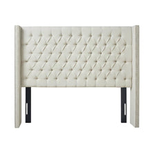 Beige Upholstery Headboard with Plywood Frame and Metal Legs Design