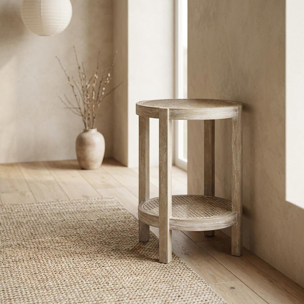 Round Accent Table with Smooth Surface and Sturdy Construction