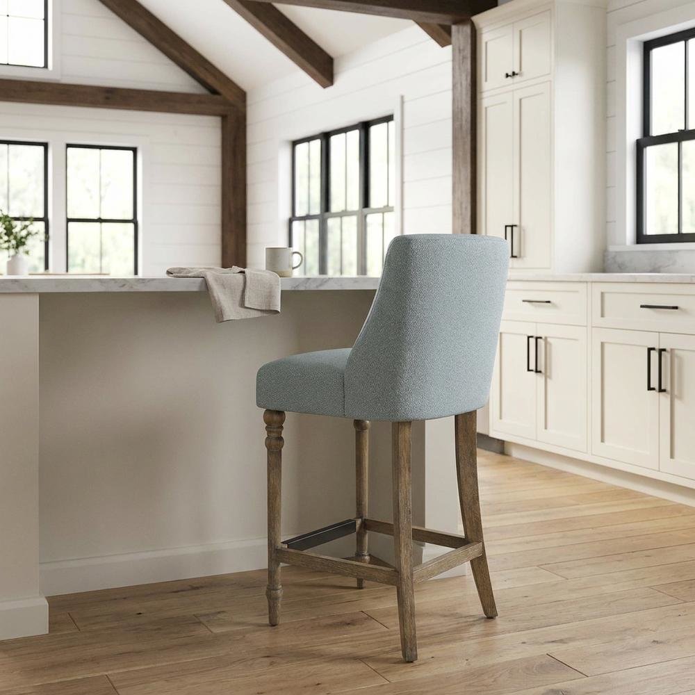 Upholstered Counter Stool with Solid Wood and Plywood Frame for Dining Room, N/A