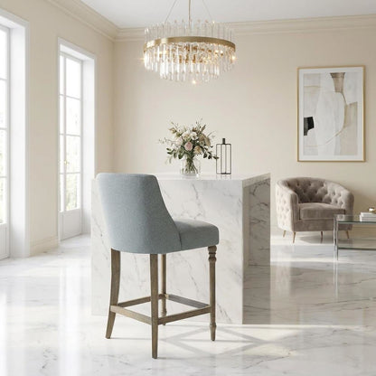 Upholstered Counter Stool with Solid Wood and Plywood Frame for Dining Room, N/A