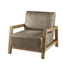 Brown Upholstered Accent Chair with Reclaimed Wood Frame for Living Room