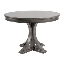 Gray Round Dining Table with Wood Veneer Top for Kitchen and Dining