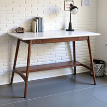White Office Table – 24 Inch Minimalist Desk with MDF Top and Shelf