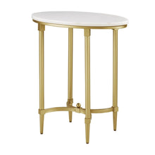 White Marble End Table with Metal Legs – Small Side Table for Living Room