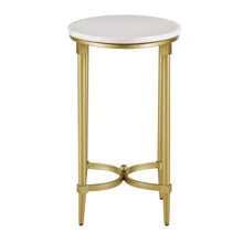 White Marble End Table with Metal Legs – Small Side Table for Living Room