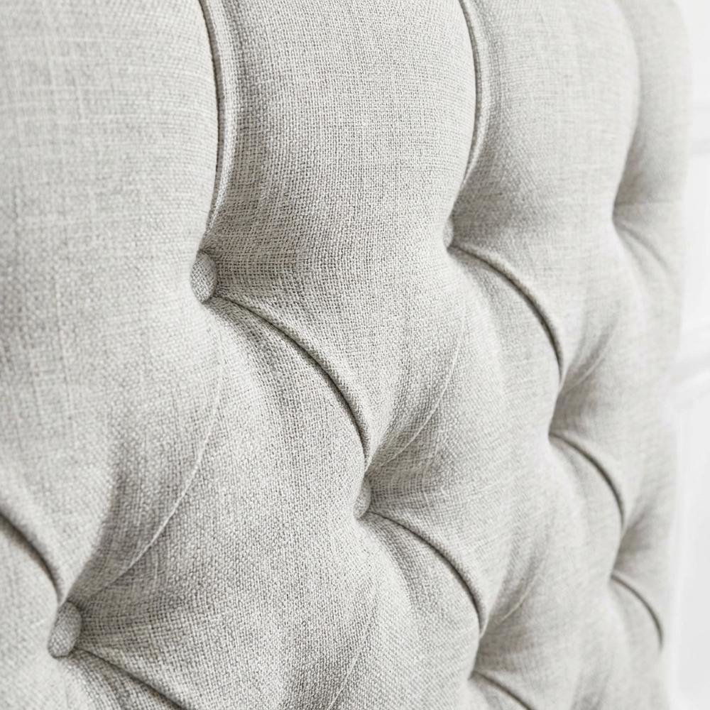 Gray Upholstery Headboard with Plywood Frame and Metal Legs for Bedroom