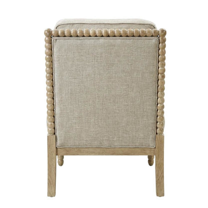 Taupe Accent Armchair with Donohue Pattern and Cushioned Seat