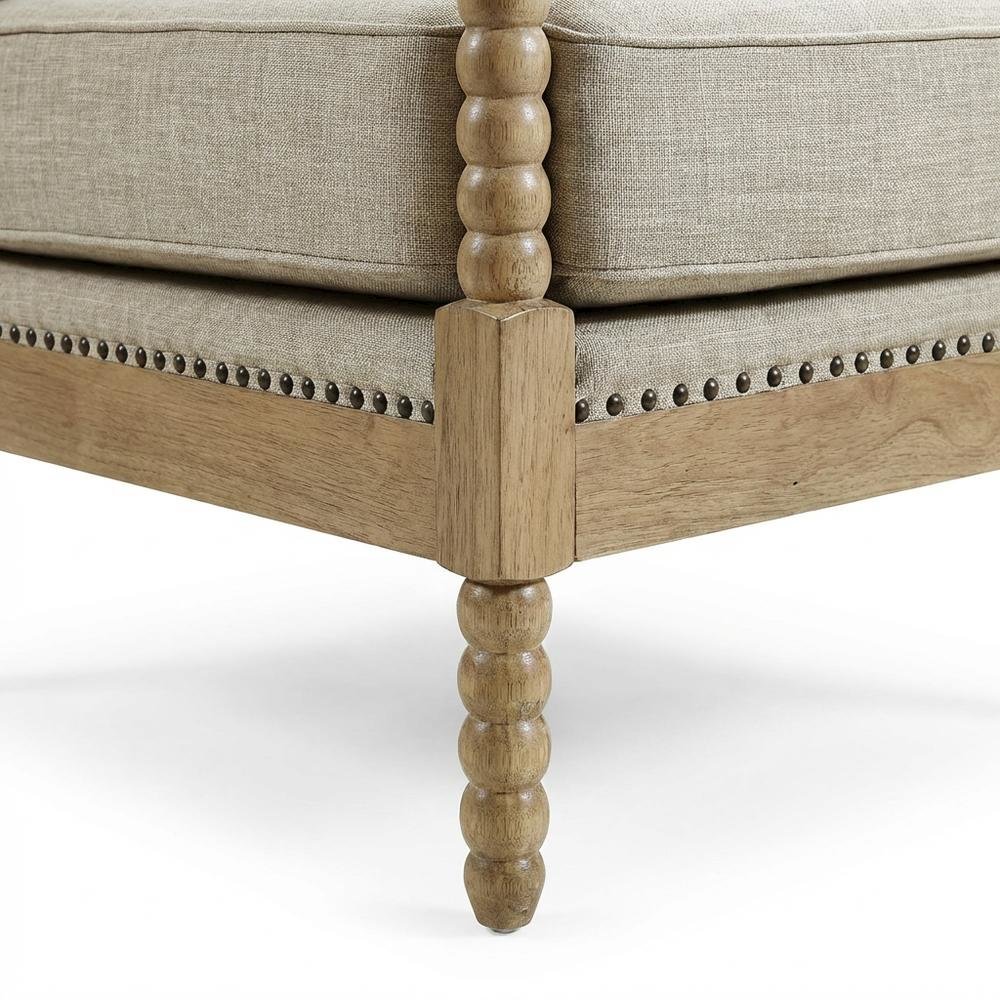 Taupe Accent Armchair with Donohue Pattern and Cushioned Seat