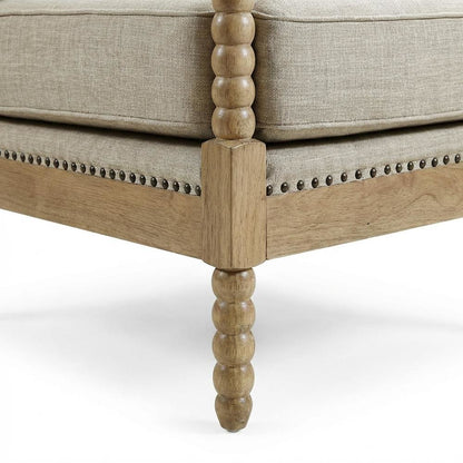 Taupe Accent Armchair with Donohue Pattern and Cushioned Seat