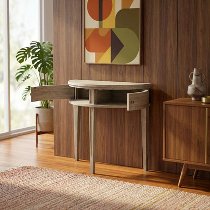 Wooden Storage Console Table with Flat Top and Open Shelf
