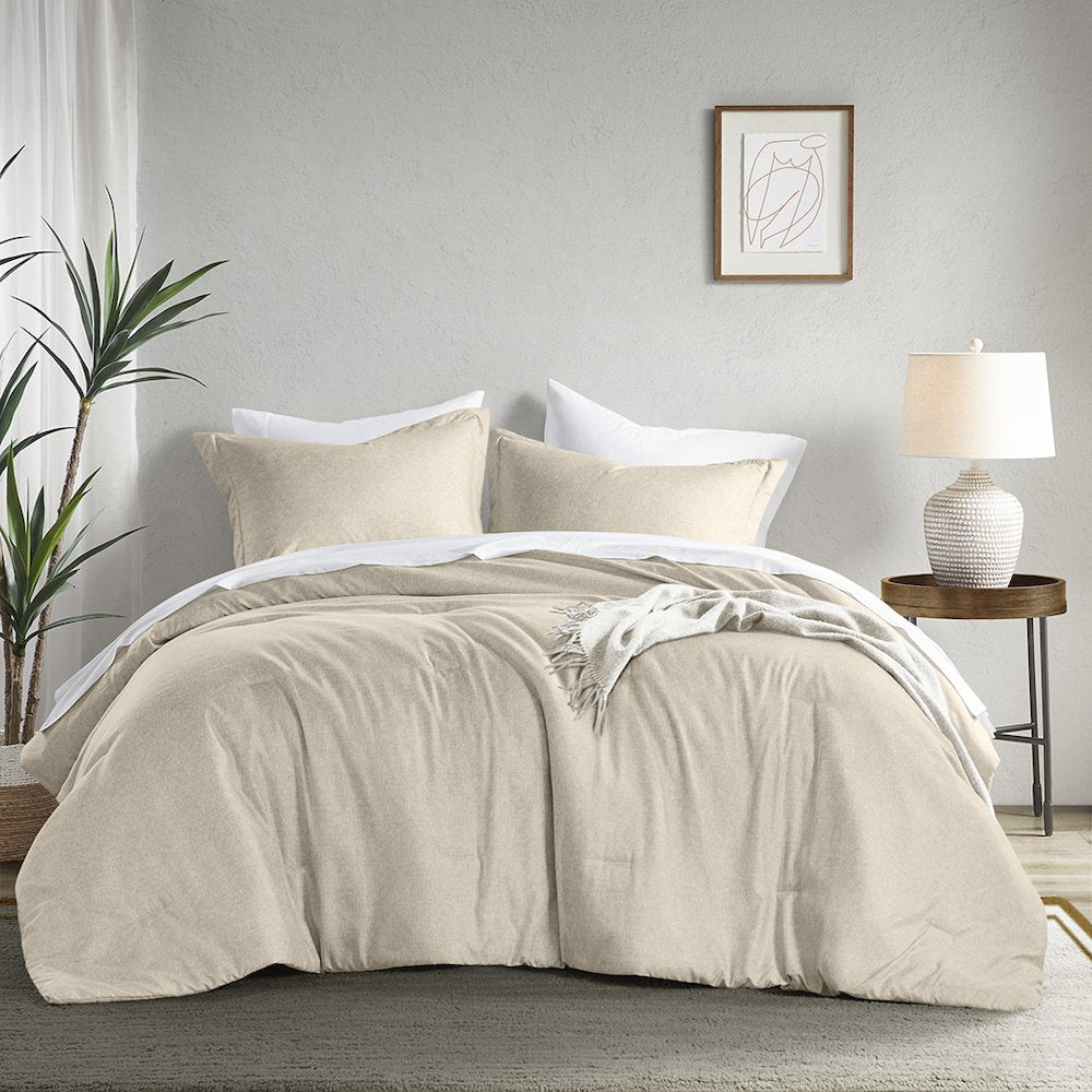 Camden Chambray Print Solid Comforter Set, Neutral color