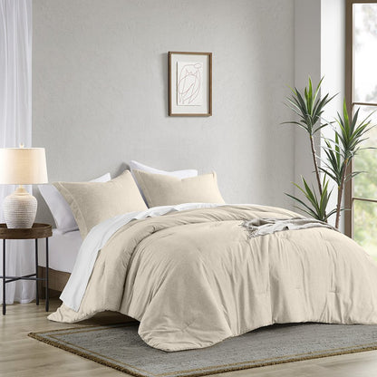 Camden Chambray Print Solid Comforter Set, Neutral color
