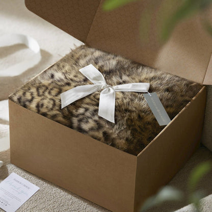 Botswana Animal Print Faux Fur Throw Blanket, Leopard color