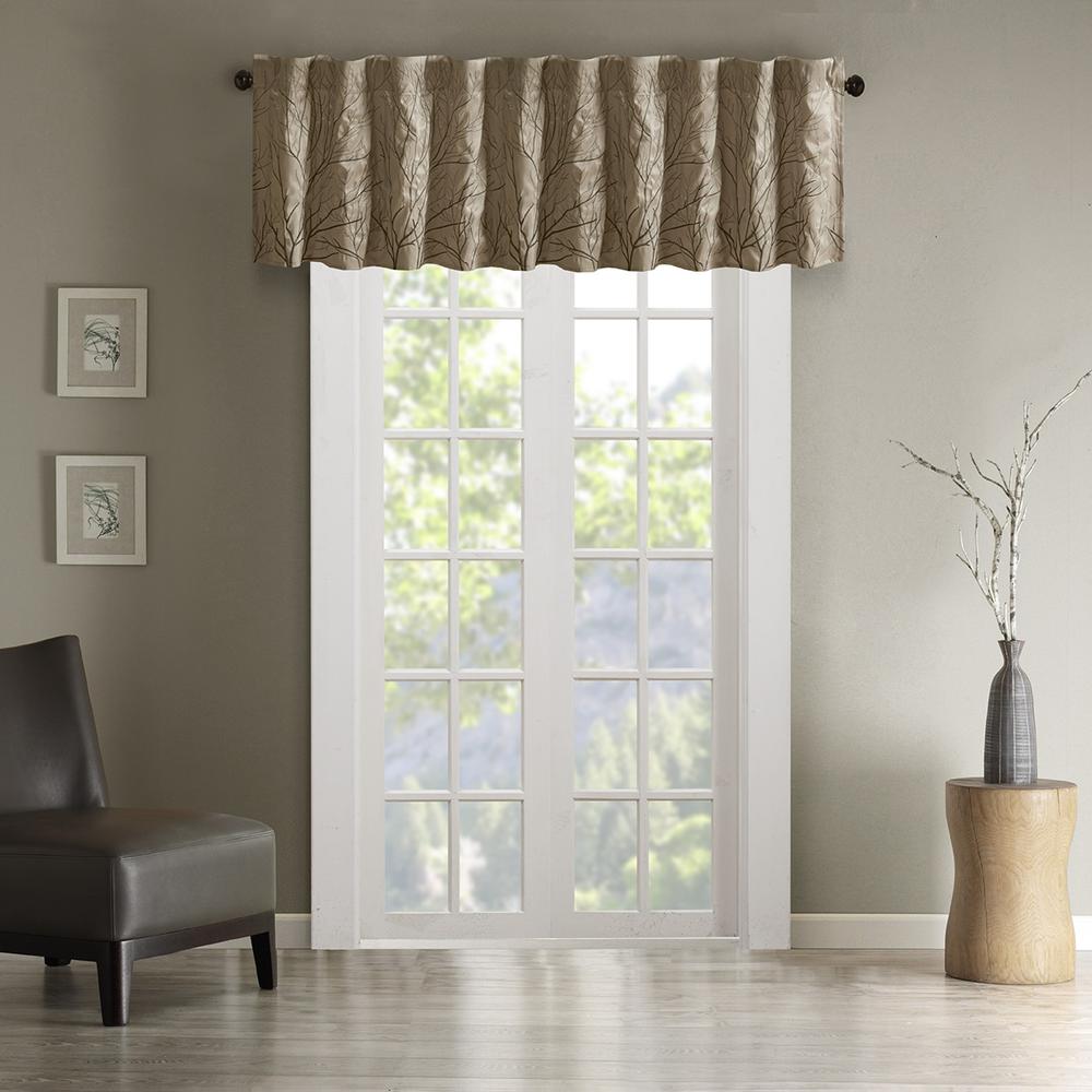 Tan Branch Embroidered Window Valance, Belen Kox